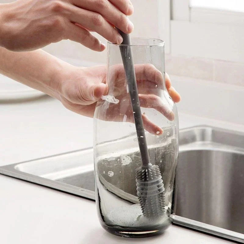 Long Handle Silicone Bottle Brush & Cup Scrubber | Kitchen Bottle Cleaning Brush PLUSH