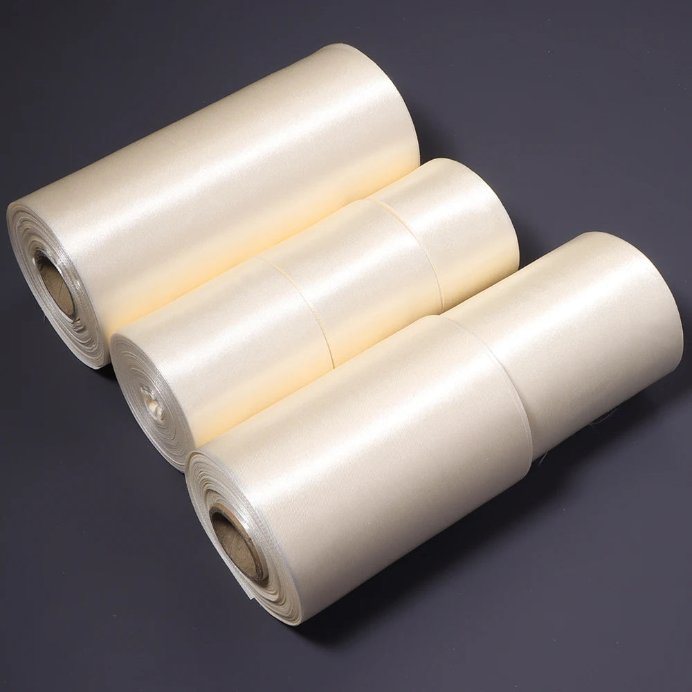 20 Yards Beige Satin Ribbon 4–15cm Wide | Gift & Wedding Craft Satin Craft Ribbon PLUSH