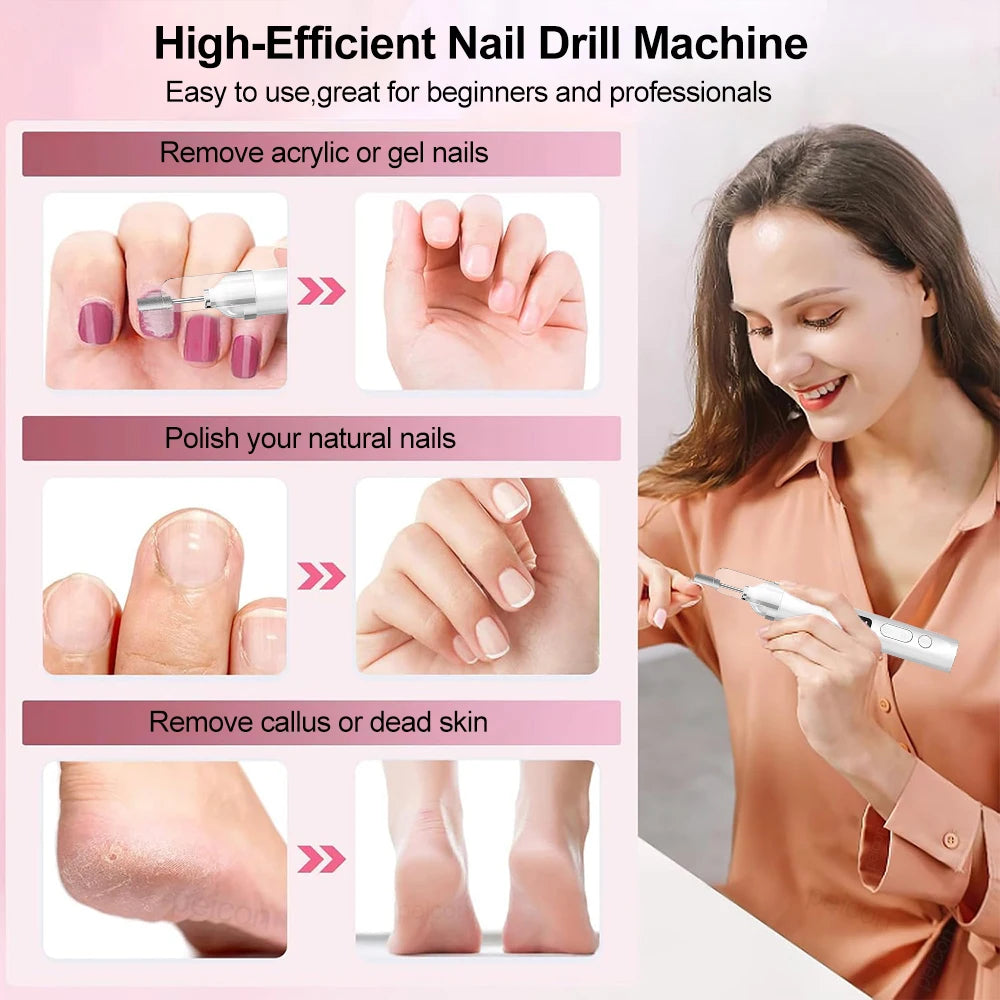 PEICON Electric Nail Drill Machine with UV Lamp – Rechargeable Electric Nail Drill PLUSH