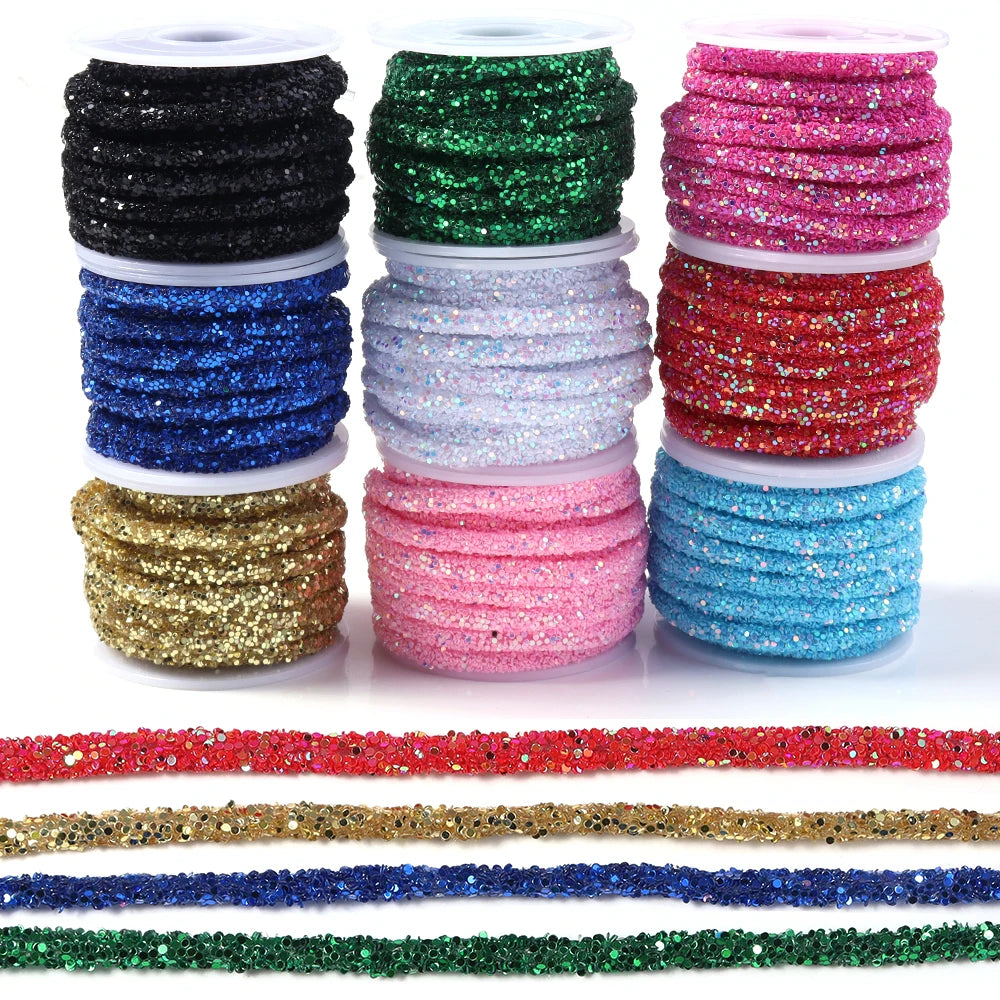 5 Yards 6mm Sequin Rhinestone Cord Chain – DIY Jewelry & Crafts Jewelry Craft Trim PLUSH