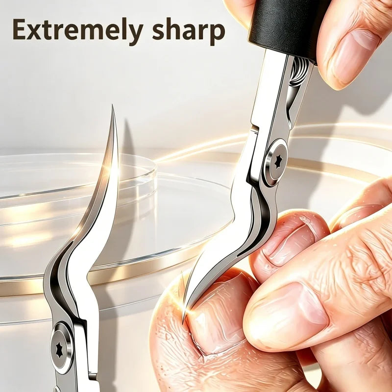 Stainless Steel Nail Clipper & Cuticle Nipper – Curved Blade Nail Clipper Tool PLUSH
