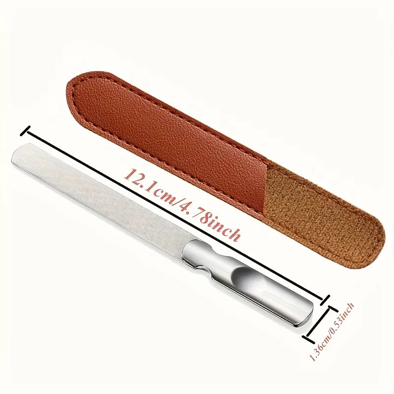 Ouriner Double-Sided Stainless Steel Nail File Bamboo Handle Nail File PLUSH
