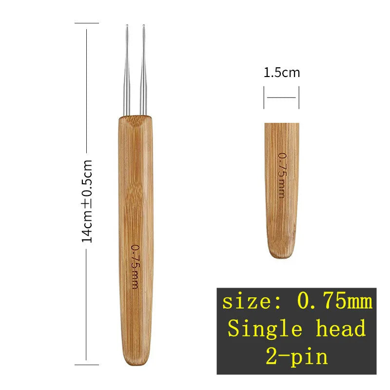 Wooden Crochet Dreadlocks Braid Needle – Hair Extension Tool Hair Crochet Needle PLUSH NO.4