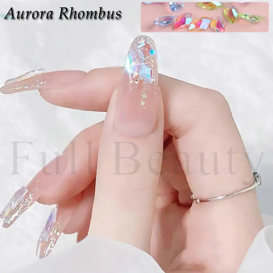 6-Grid Aurora Nail Charms Crystal Rhinestone Flatback Gems Nail Art Rhinestones PLUSH