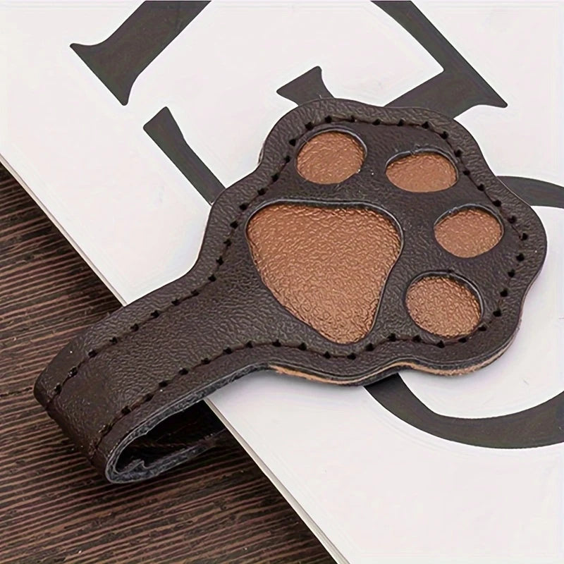 Dog Paw PU Leather Magnetic Bookmarks – Embossed Paw Design Magnetic Bookmark PLUSH