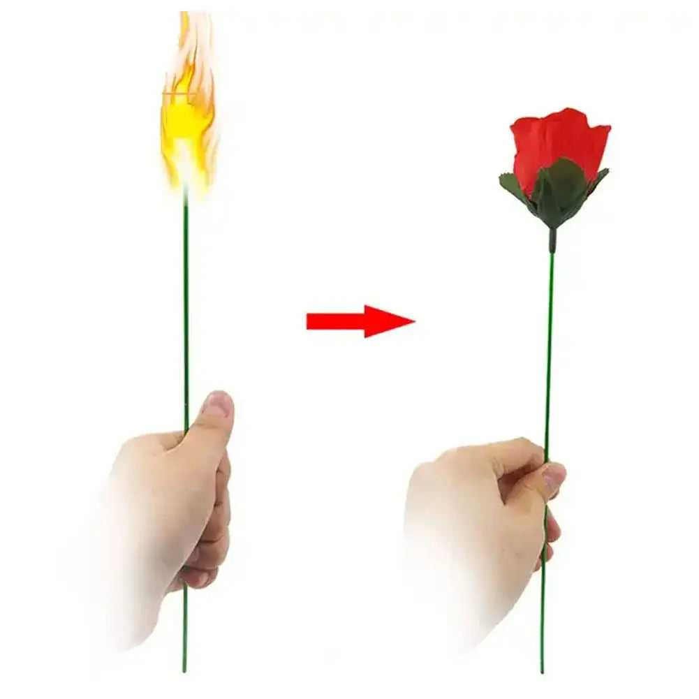 Torch to Rose Fire Magic Trick – Flame Appearing Flower Prop Magic Trick Prop PLUSH