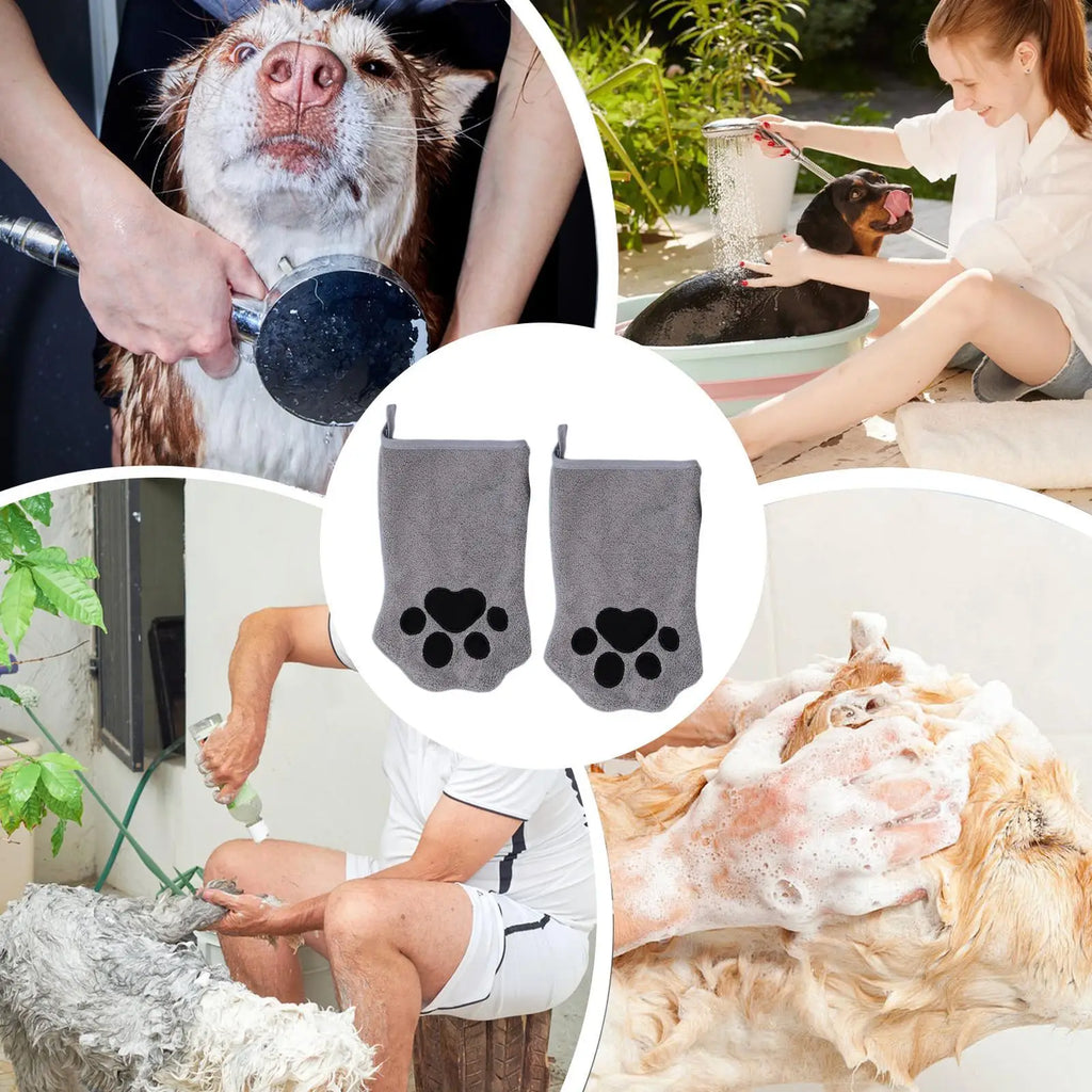 Quick-Dry Pet Grooming Gloves for Dogs & Cats – 2 Pack Pet Grooming Gloves PLUSH