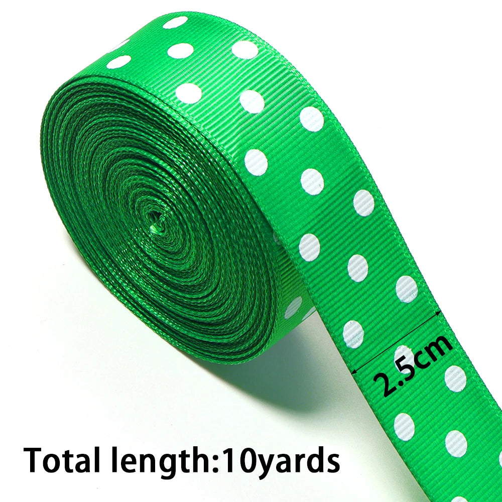 Green Polka Dot Grosgrain Ribbon 10–38mm | DIY Bows & Gift Wrap Grosgrain Ribbon PLUSH 25mm x 10yards 1roll