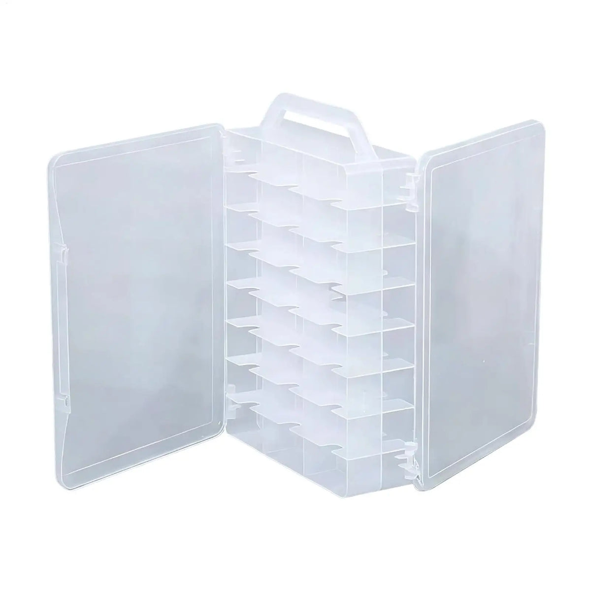 Clear 46-Compartment Double-Sided Storage Box with Handle & Lid Storage Organizer Box PLUSH