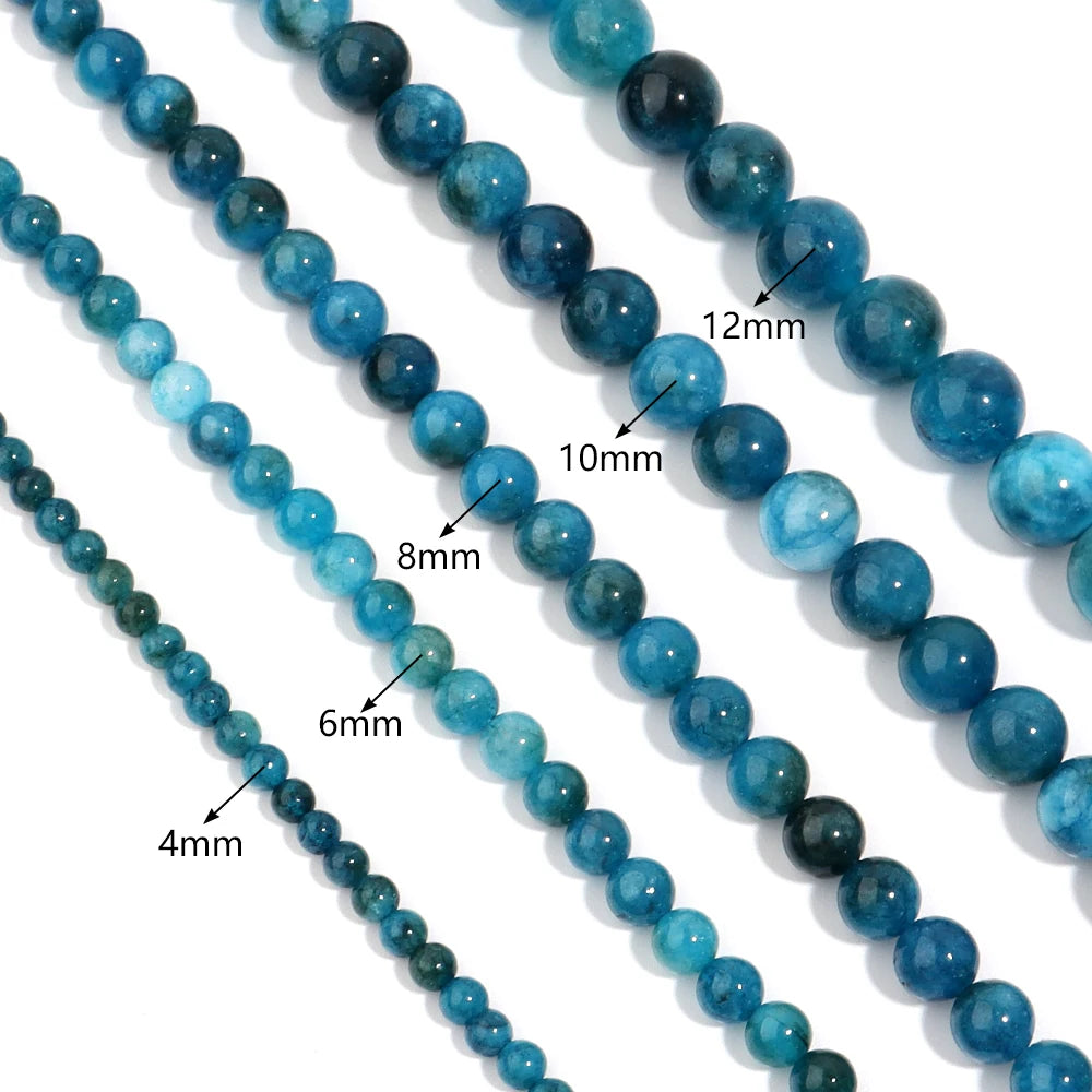 Natural Dark Apatite Round Stone Beads 4–12mm | DIY Jewelry Natural Stone Beads PLUSH