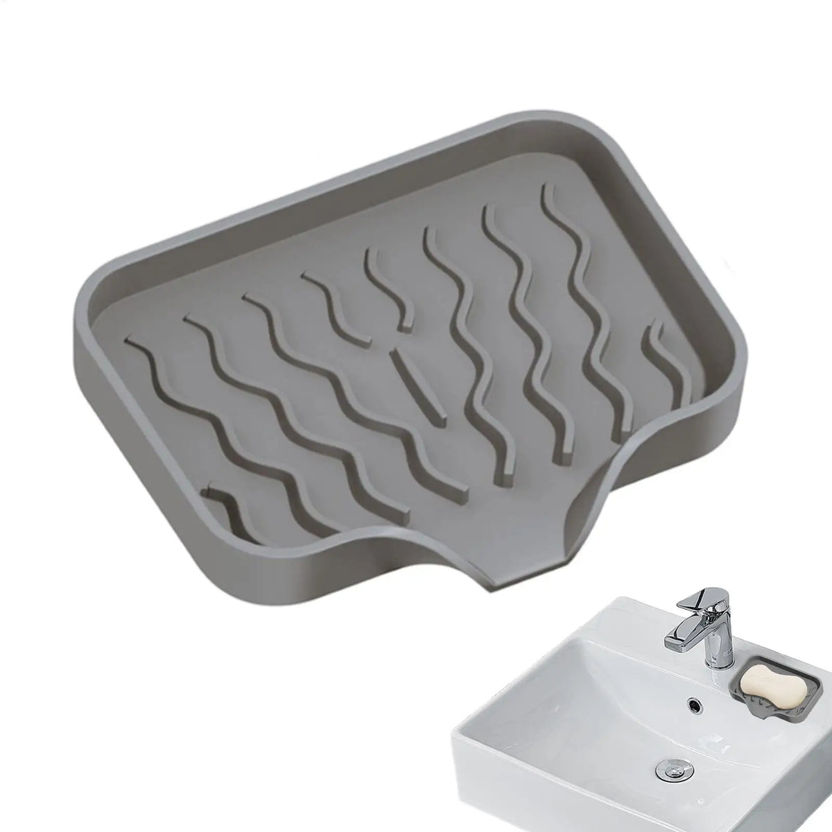 Silicone Sink Mat – Self-Draining Soap Dish & Sponge Holder Silicone Sink Mat PLUSH