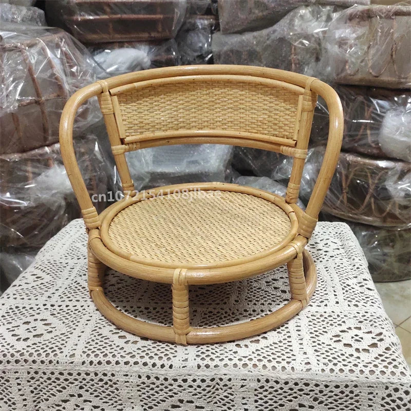 Newborn Rattan Basket Chair Photography Prop – 0-6M Infant Newborn Photography Prop PLUSH 2