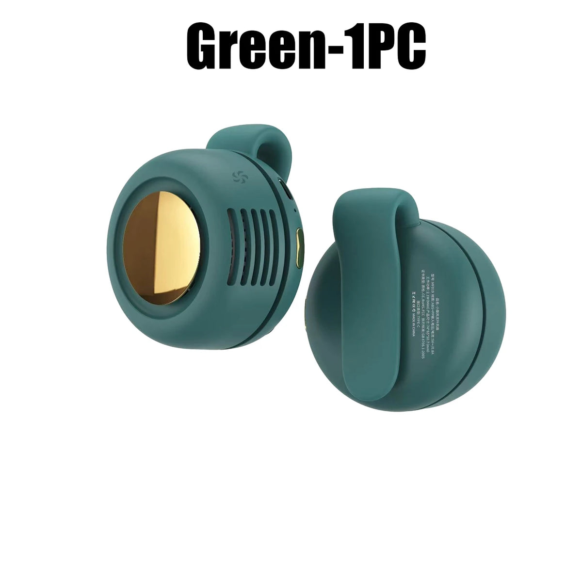 Bladeless Clip-On Mini Fan USB Rechargeable – Travel Fan Personal Clip-On Fan PLUSH Green 1PC