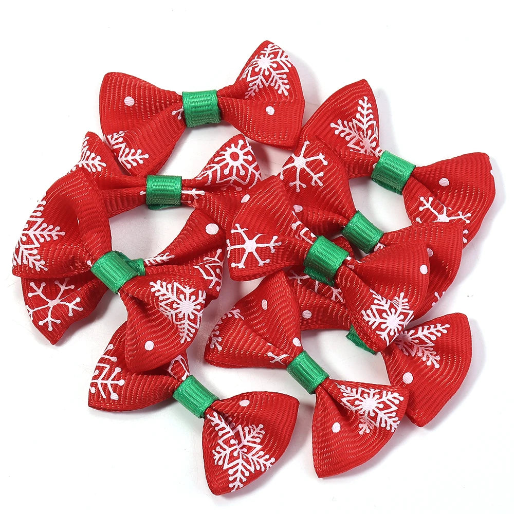 30pcs Christmas Satin Ribbon Bows 2.5x4cm – Handmade Bowknots Ribbon Bows PLUSH Red 2.5X4cm