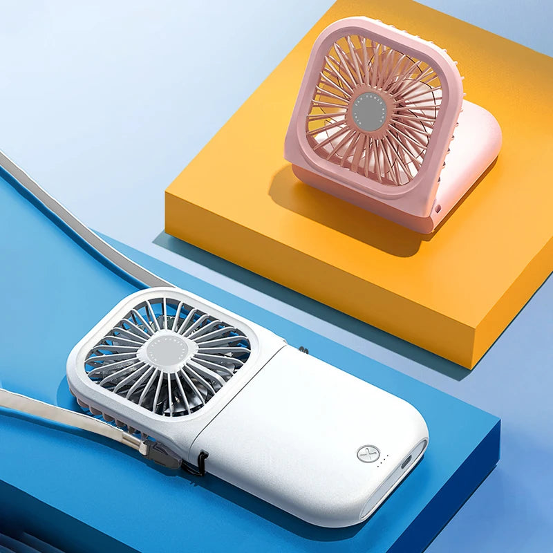 Foldable Handheld Neck Fan – USB Rechargeable 1200mAh Portable Neck Fan PLUSH