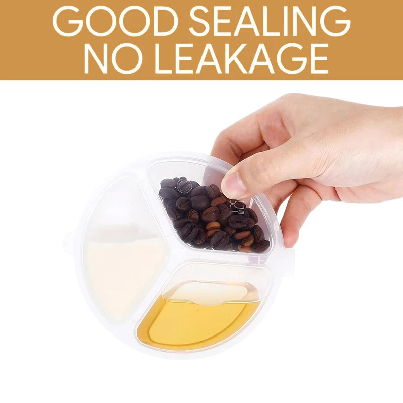 3-Compartment Snack Box with Lid | Clear Portable Food Container Food Storage Container PLUSH