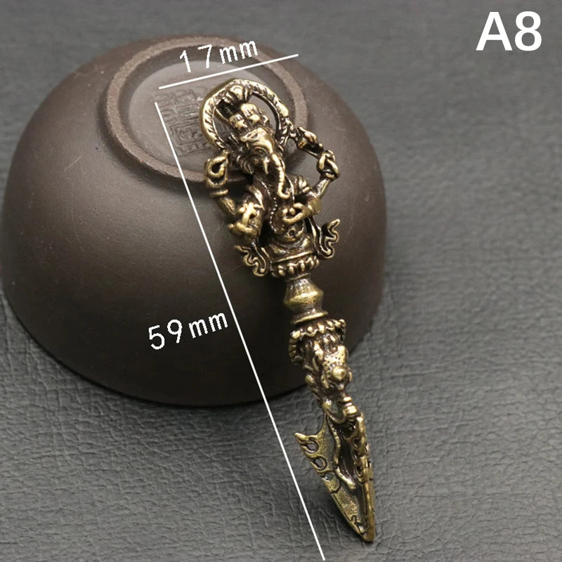 Tibetan Buddhist Vajra Brass Pendant – Nepal Handcraft Charm Jewelry Pendant Charm PLUSH A9