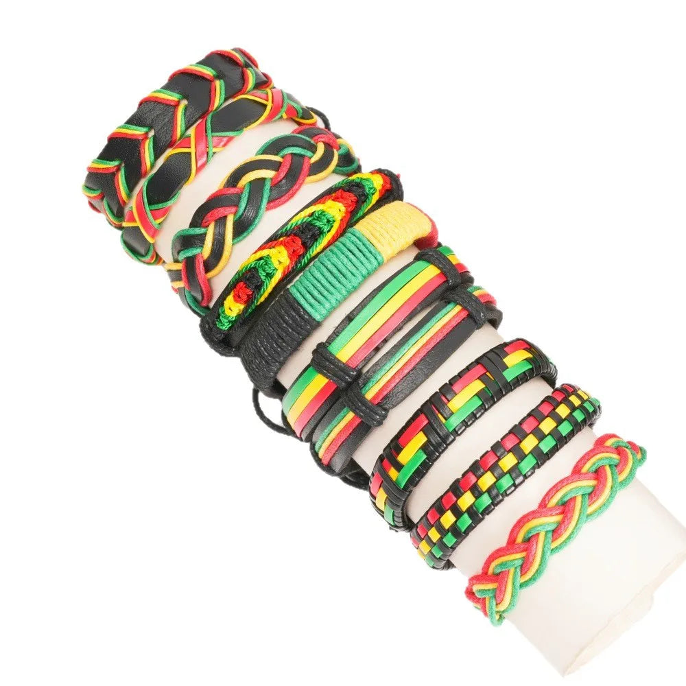 10pcs Leather Bracelet Set – Vintage Handwoven Adjustable Bangles Leather Bracelet Set PLUSH