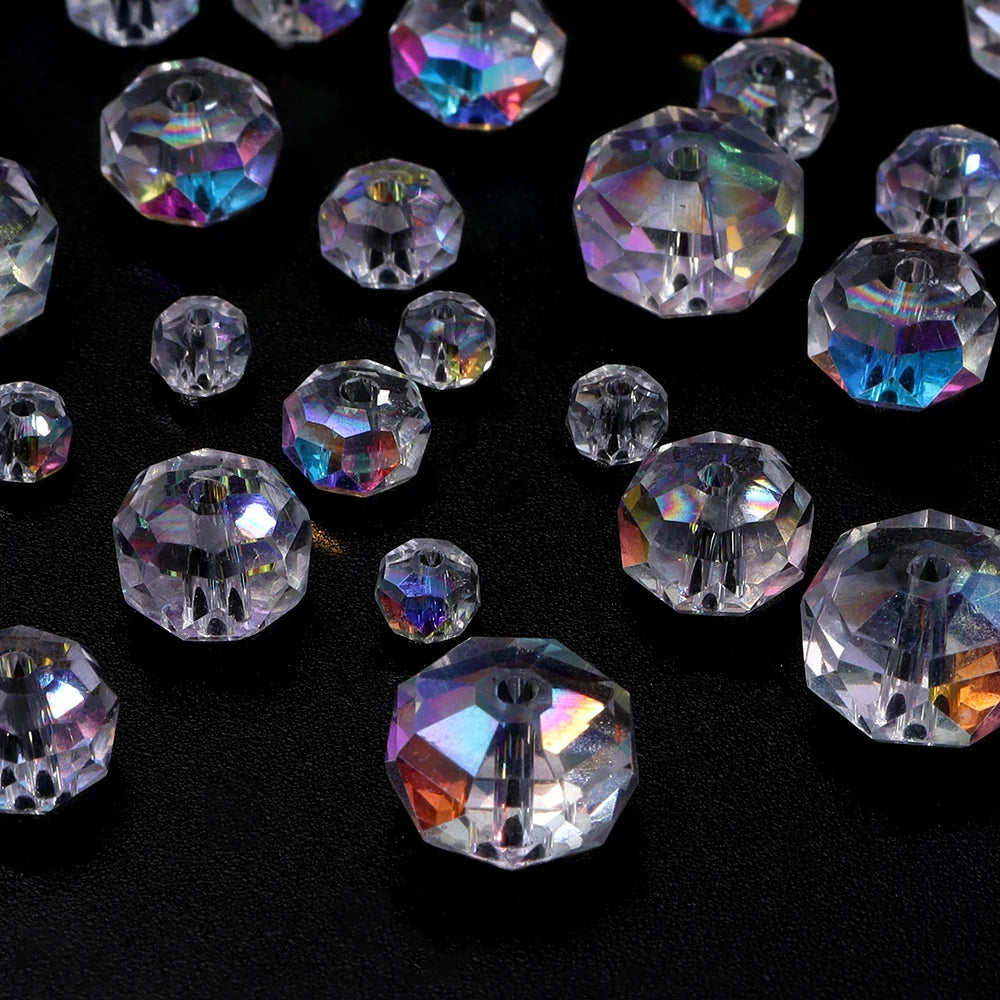 AB Color Faceted Crystal Glass Wheel Spacer Beads – DIY Jewelry Glass Spacer Beads PLUSH