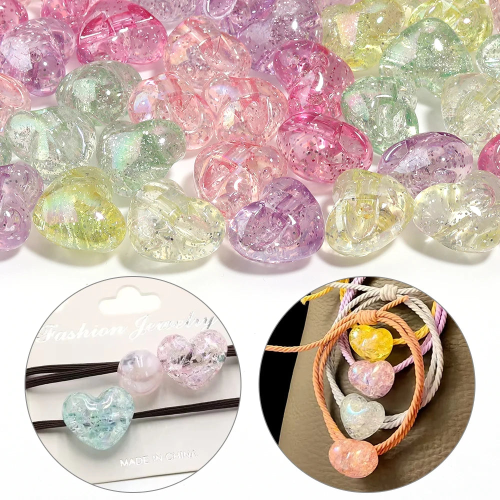 10pcs Heart Crack Acrylic Beads for DIY Jewelry & Bracelets Acrylic Craft Beads PLUSH