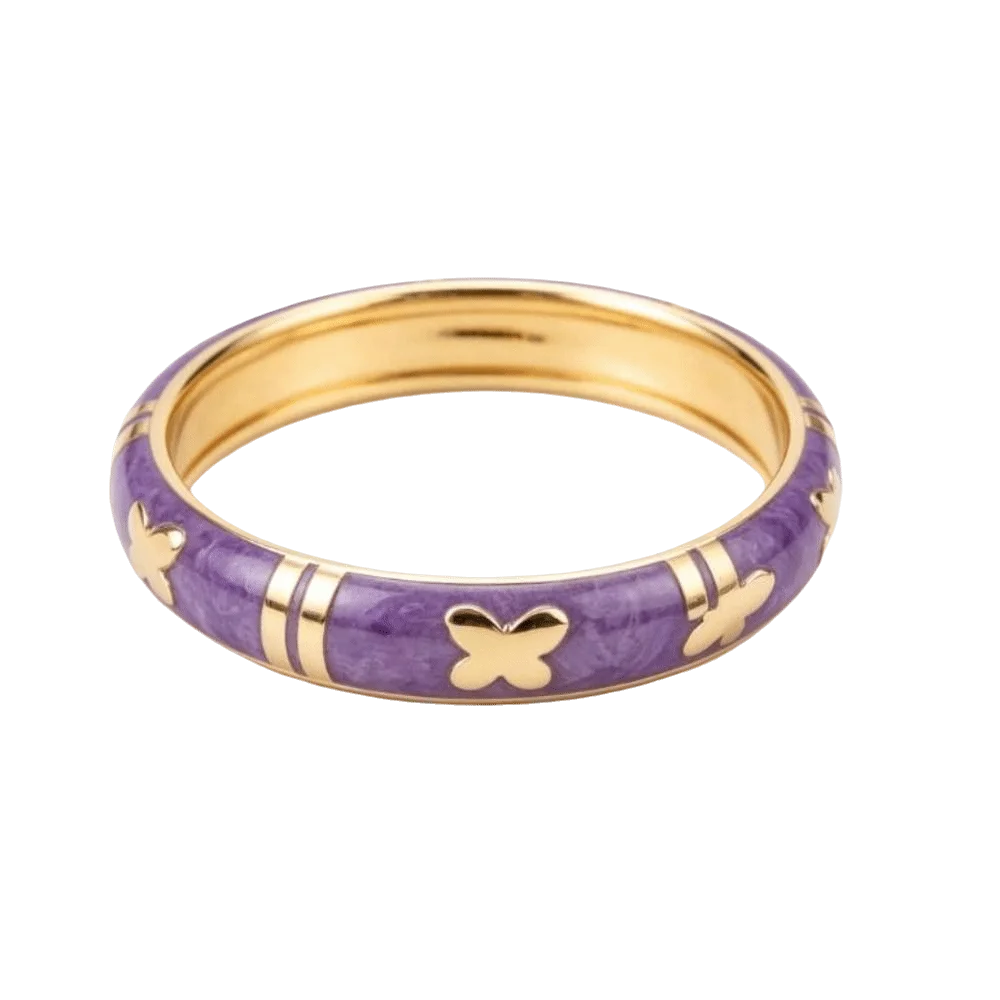 Colorful Cloisonne Enamel Bangle – Floral Butterfly Bracelet Enamel Bangle Bracelet PLUSH Type L