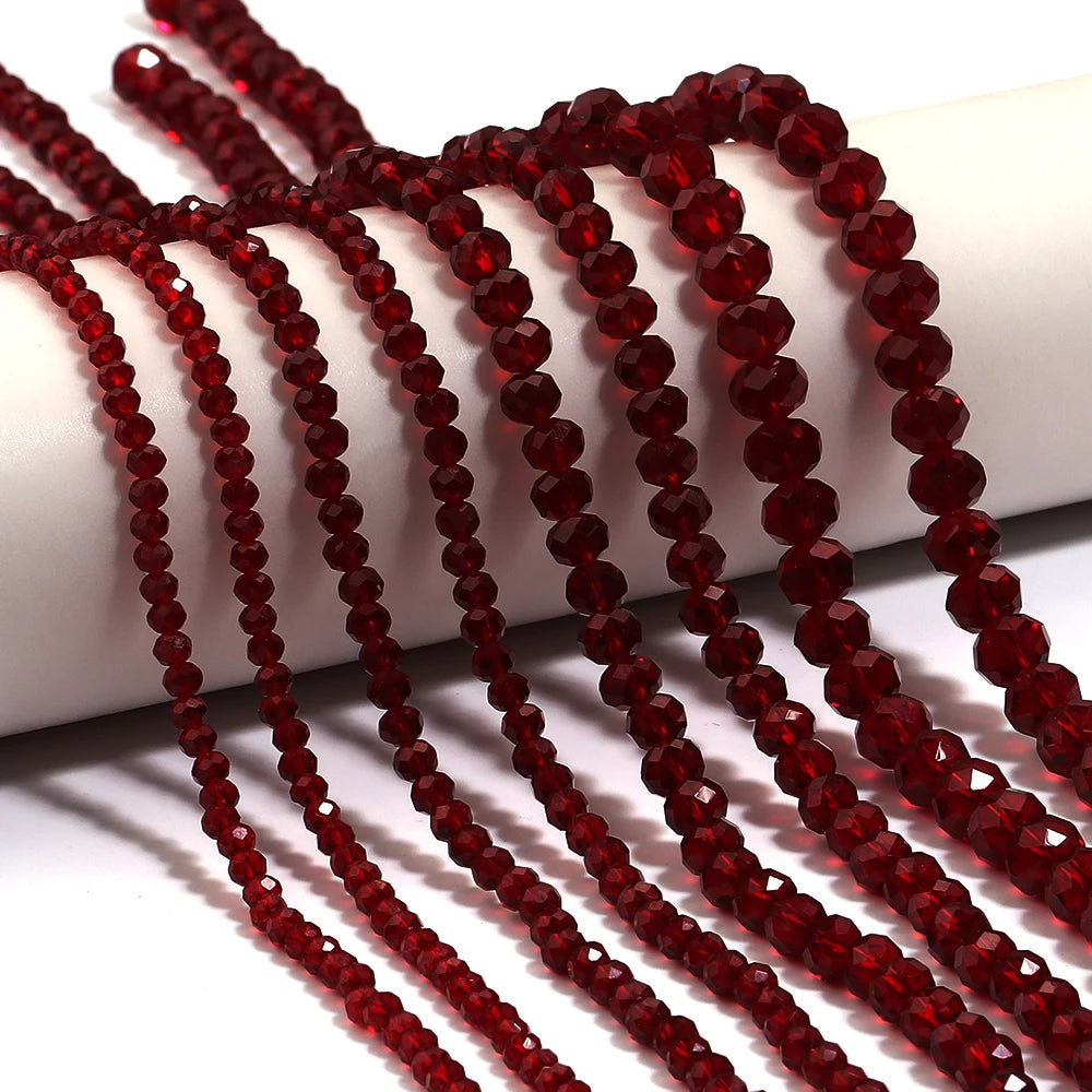 Wine Red Faceted Crystal Glass Abacus Beads 3–8mm | DIY Jewelry Glass Abacus Beads PLUSH