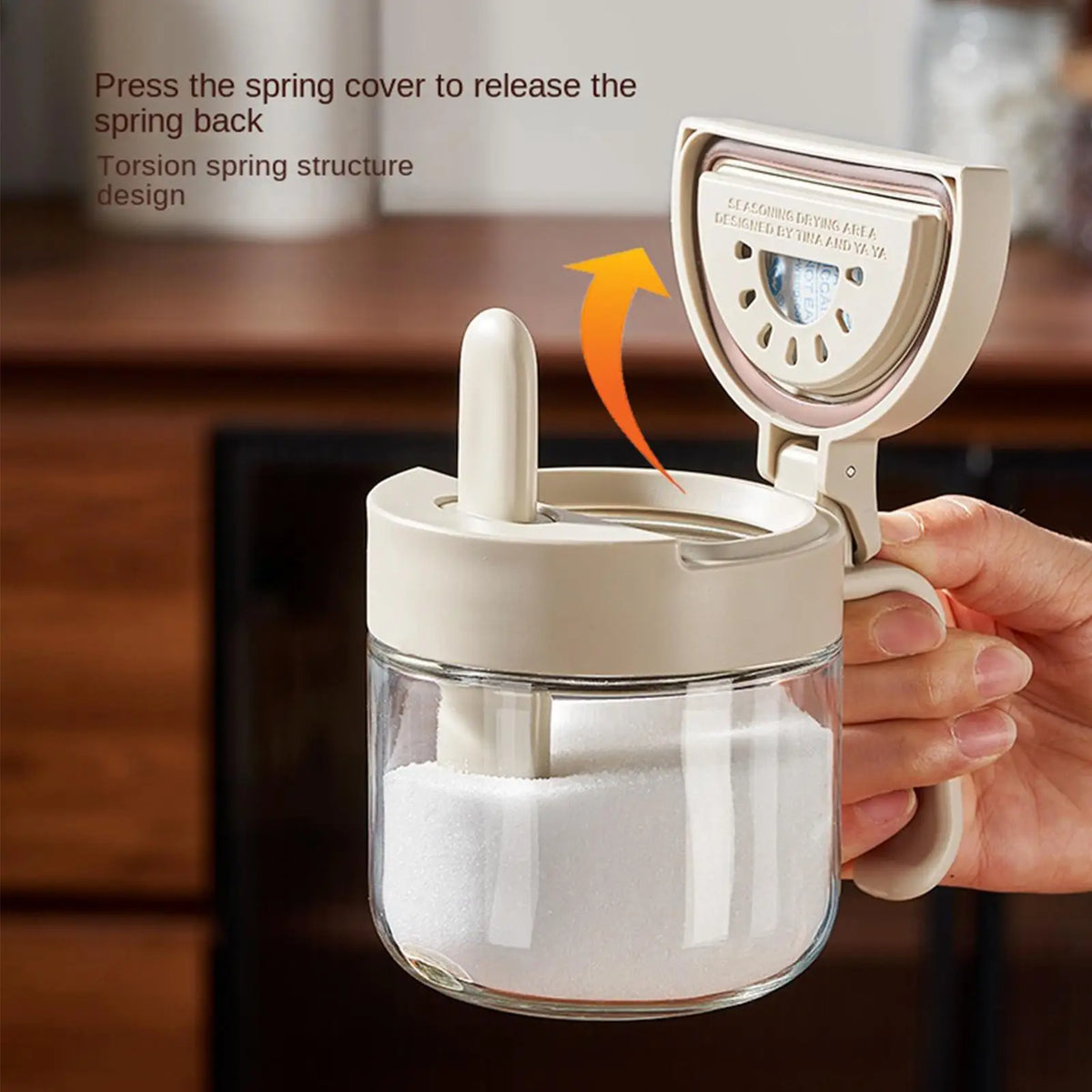 Glass Seasoning Jar with Telescopic Spoon – Moisture-Proof 380ml Kitchen Seasoning Jar PLUSH