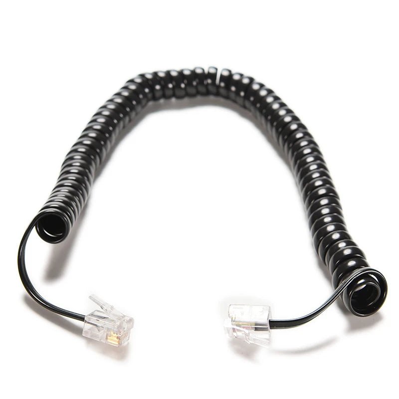 RJ12 4P4C Coiled Telephone Handset Extension Cord 6.5FT Telephone Coiled Cord PLUSH black