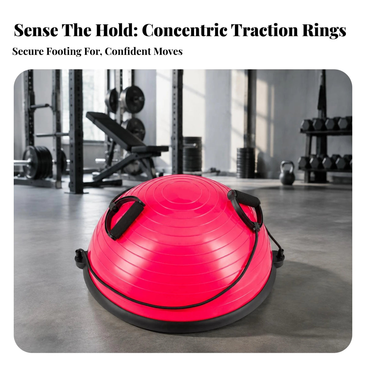 Half-Dome Balance Ball with Resistance Cords | 58cm Anti-Skid Balance Trainer PLUSH