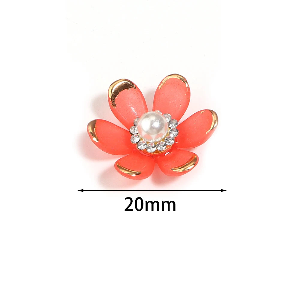 20pcs Gold-Trim Rhinestone Sunflower Flat Back Acrylic Beads DIY Flat Back Craft Beads PLUSH