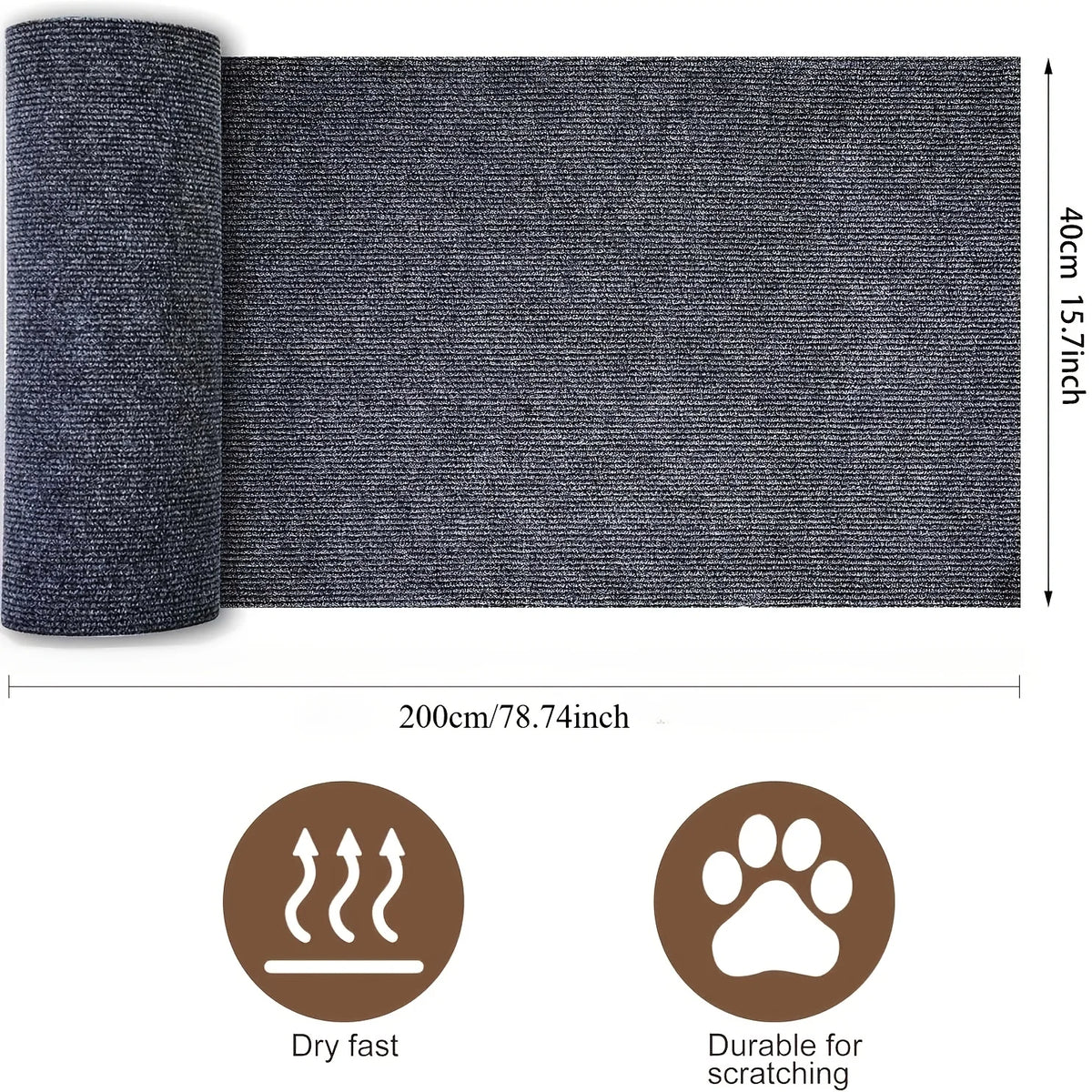 Self-Adhesive Cat Scratch Pad – Wall & Furniture Protector Cat Scratch Pad PLUSH Dark Gray