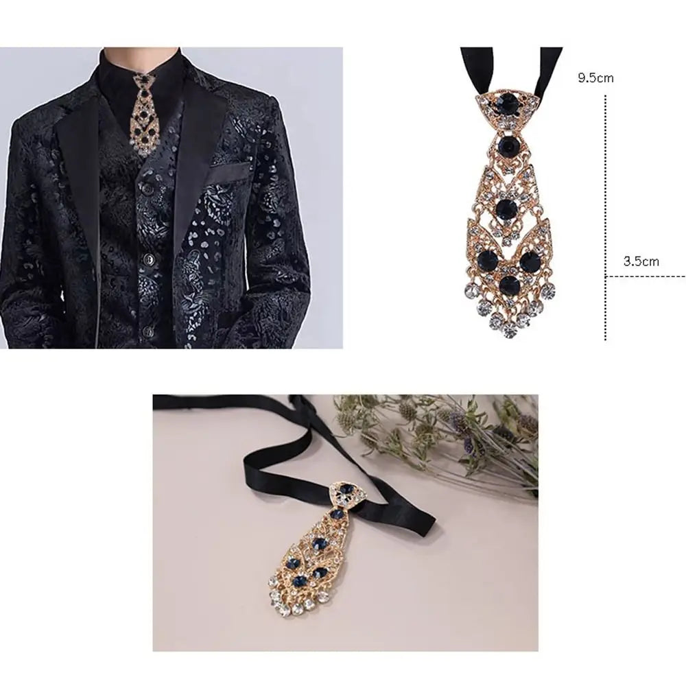 Metal Rhinestone Necktie – Elegant Unisex Business & Wedding Tie Rhinestone Necktie PLUSH
