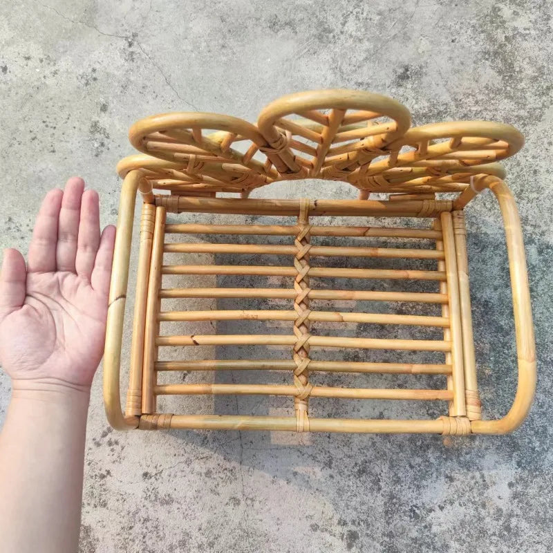 Newborn Photography Prop Retro Rattan Basket Chair 0–6M Newborn Photo Prop PLUSH