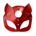 Punk PU Leather Half Face Mask | Animal Ears Masquerade Mask Costume Face Mask PLUSH S Red