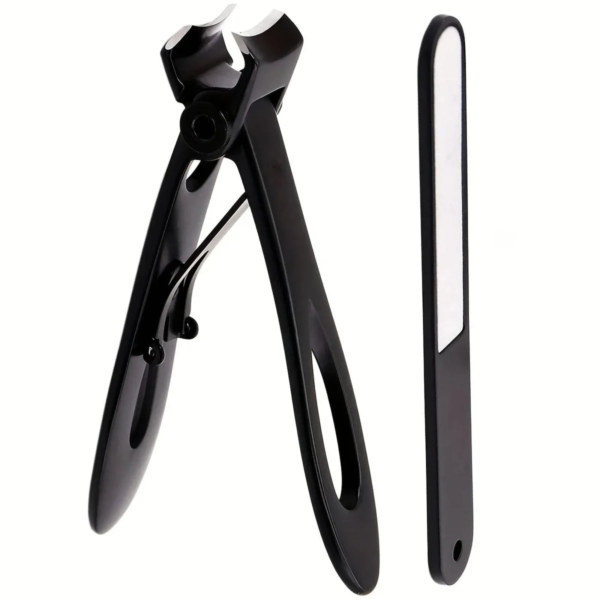 Stainless Steel Nail Clipper – Fingernail & Toenail Trimmer Nail Clipper PLUSH LargeBlack and file