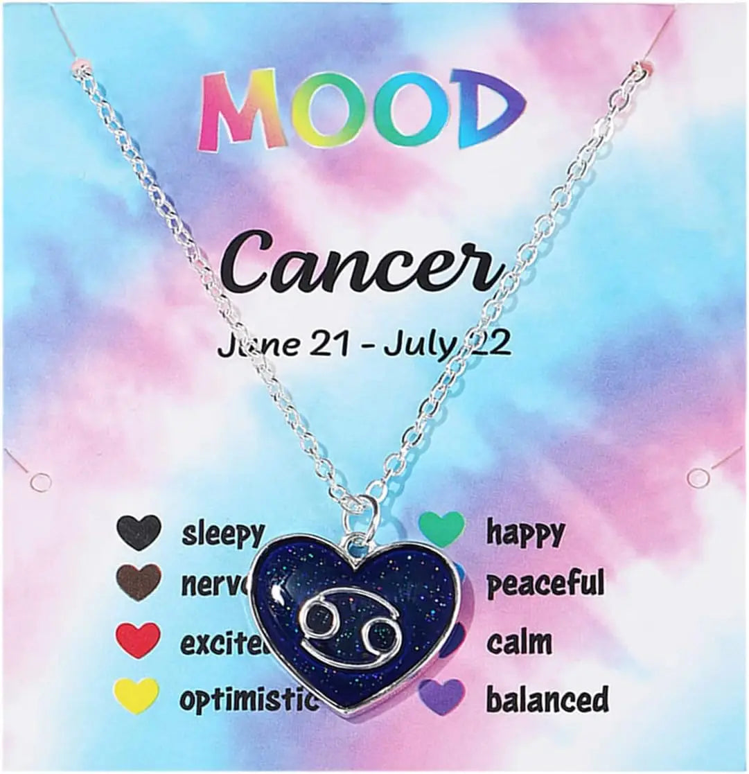 Zodiac Constellation Mood Necklace – Color Changing Pendant Pendant Necklace PLUSH Cancer