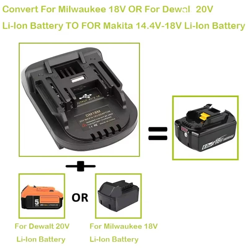 DM18M Battery Adapter – DeWalt 20V to Makita 18V Converter Battery Adapter PLUSH