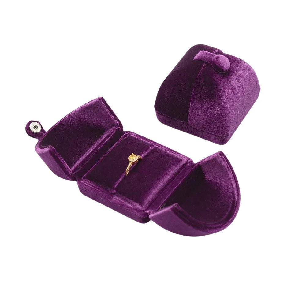 Velvet Jewelry Box – Ring, Necklace & Bracelet Organizer Jewelry Storage Box PLUSH Purple Ring Box