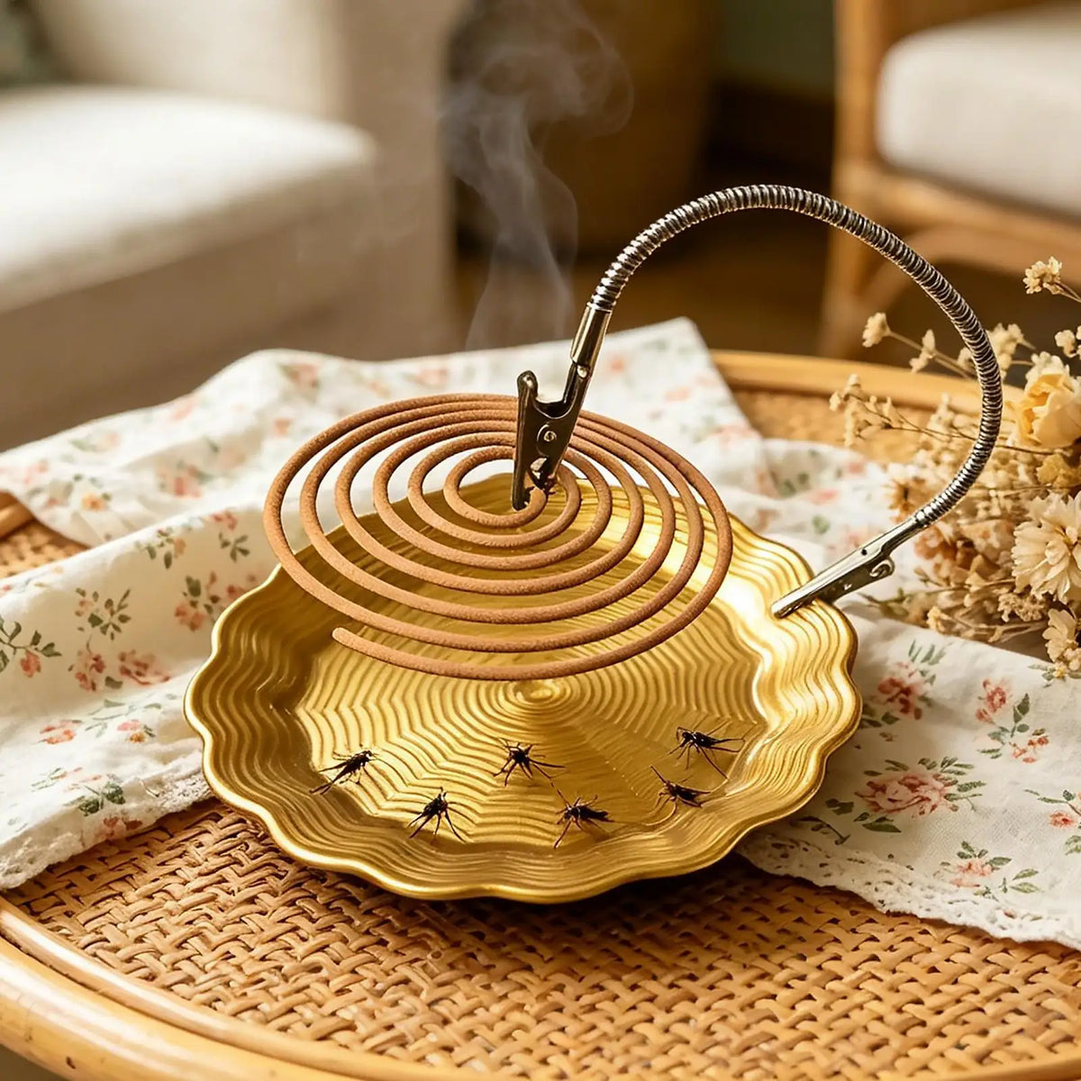 Metal Incense Coil Holder Stand with Ash Tray | Indoor & Outdoor Incense Coil Holder PLUSH
