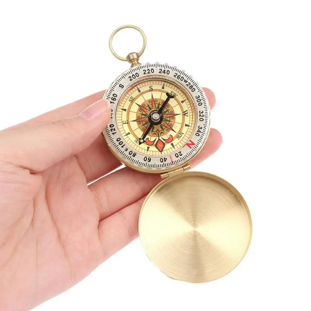 Brass Pocket Compass – Luminous Flip Cover Camping Compass Pocket Compass PLUSH