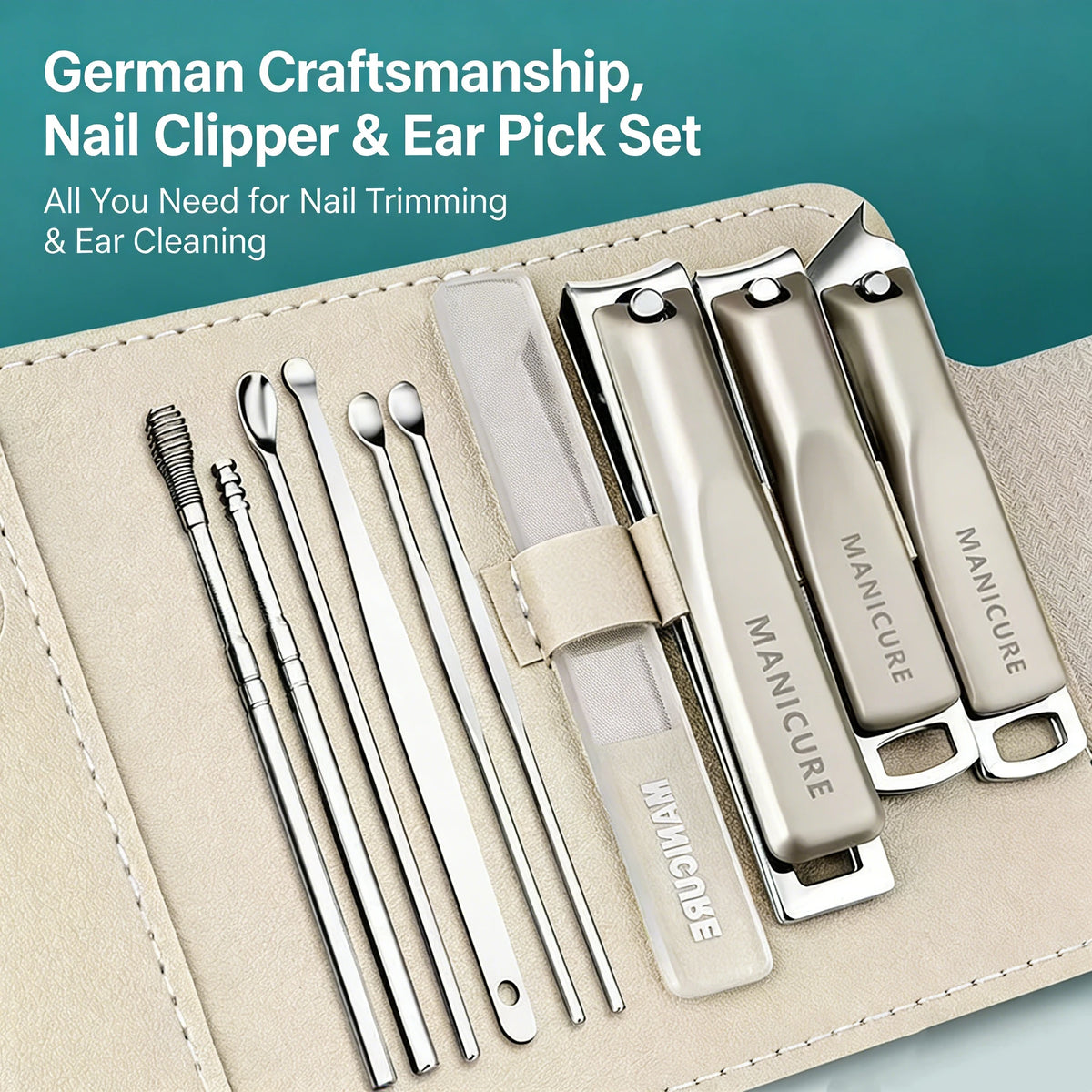 Stainless Steel Nail Clipper Set with Ear Scoop & Rotating Case Nail Clipper Set PLUSH