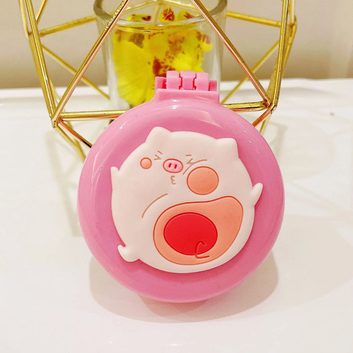 Strawberry Folding Hair Comb with Mirror – Portable Travel Brush Folding Hair Comb PLUSH No.17