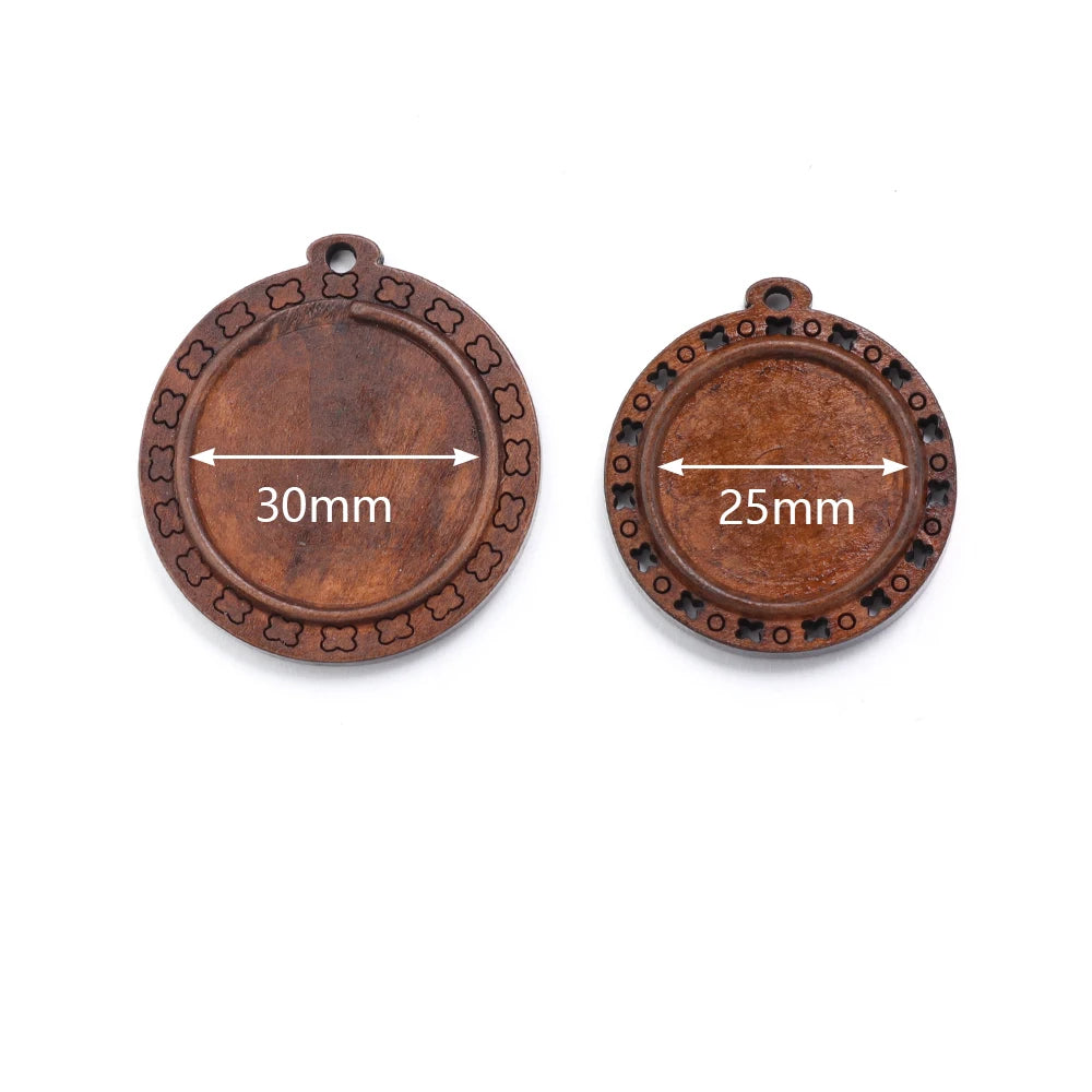 5pcs Round Wood Cabochon Pendant Trays 25/30mm – DIY Jewelry Pendant Base Tray PLUSH
