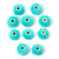 10pcs Pompom Plush Fur Ball Beads – Multicolor DIY Jewelry Pompom Spacer Beads PLUSH Lake Blue