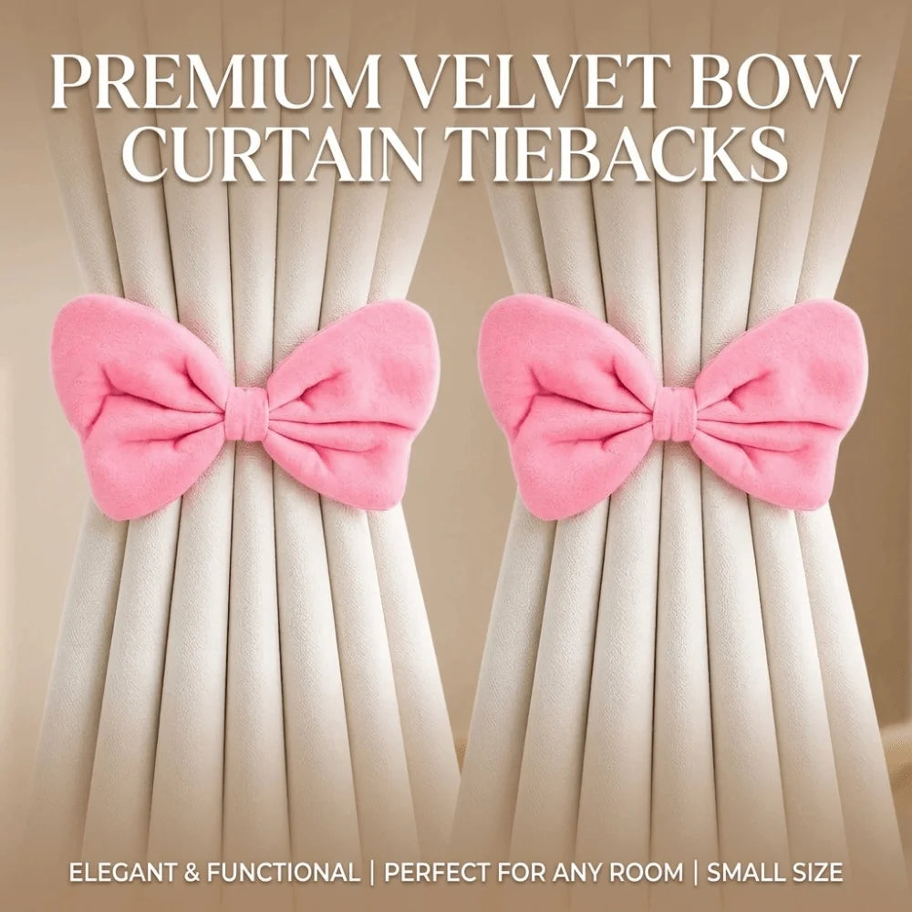 Velvet Bowknot Curtain Tiebacks – Handcrafted Window Decor 2Pcs Curtain Tiebacks PLUSH