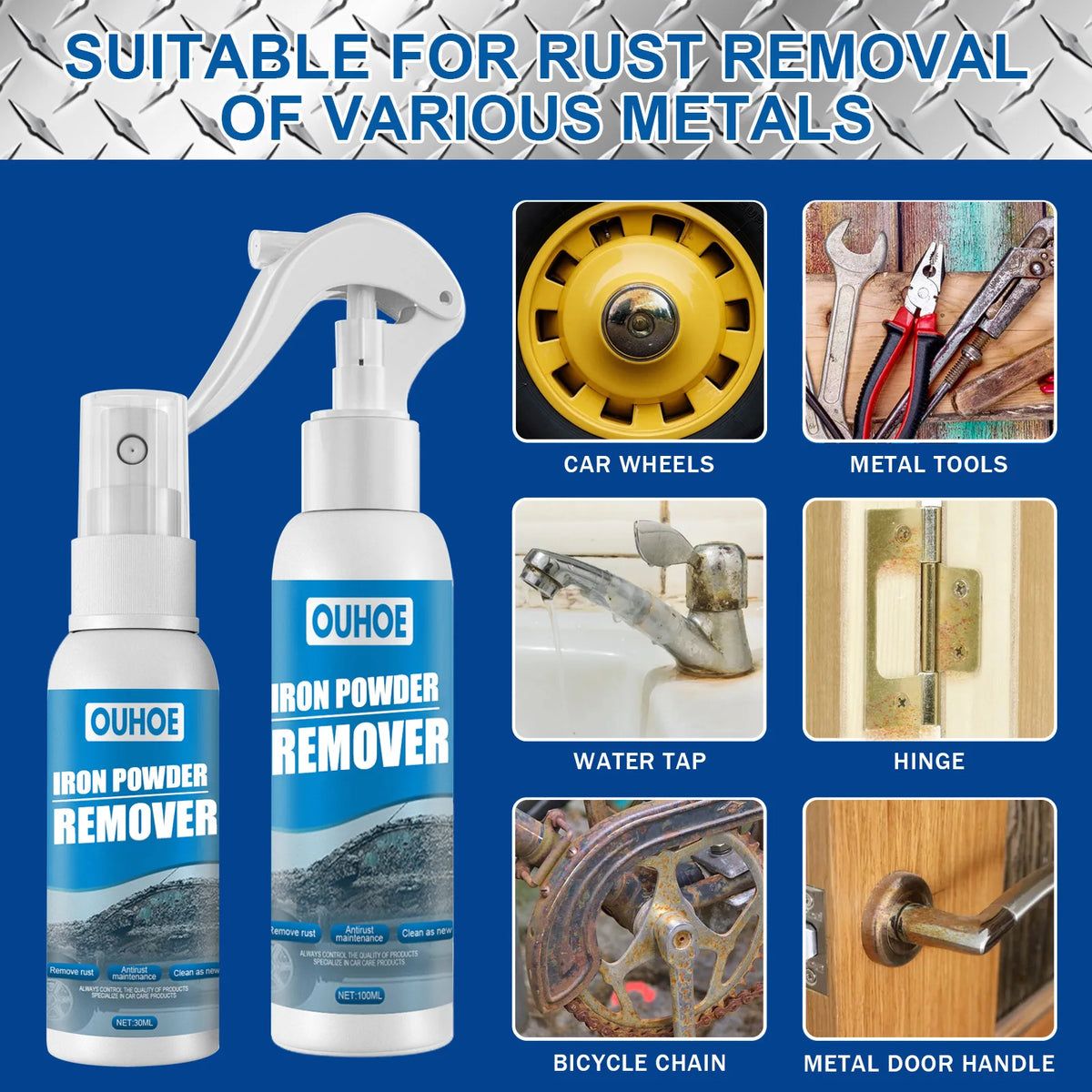 RayHong Metal Rust Remover Spray 30ml/100ml – Auto Parts Polish Rust Remover Spray PLUSH