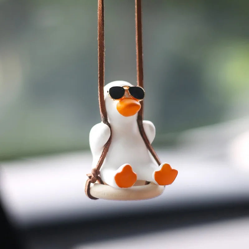 Swinging Duck Car Pendant – Rearview Mirror Ornament Car Mirror Ornament PLUSH Duck4