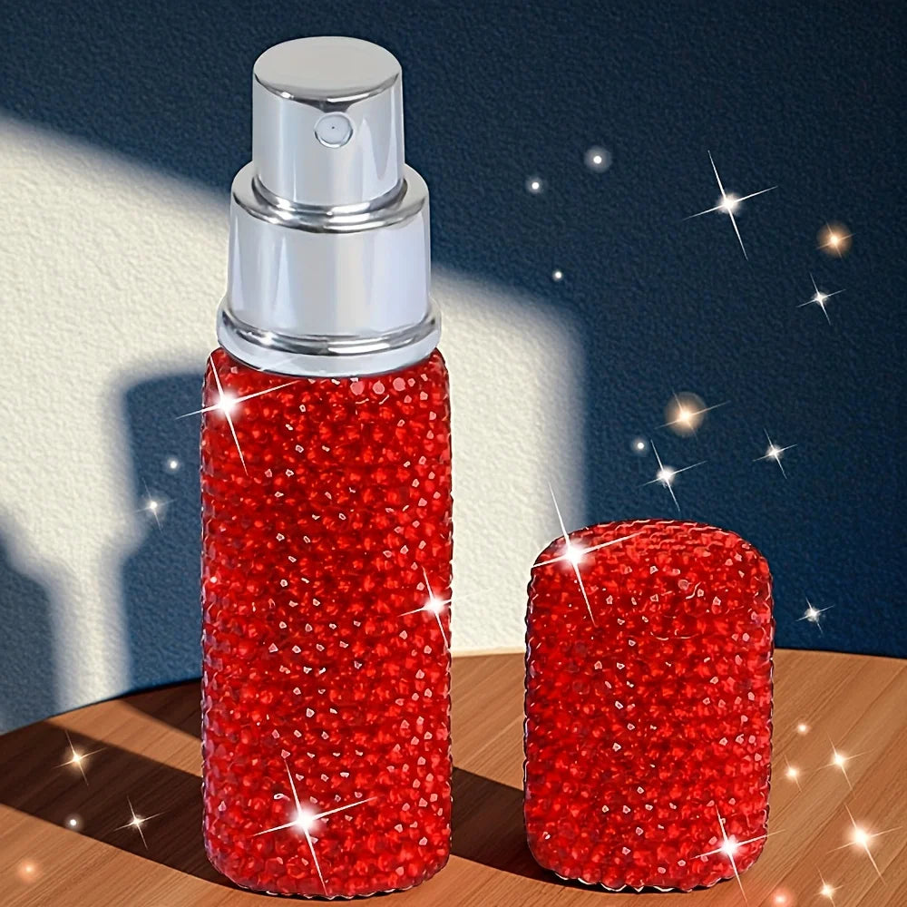 Bling Rhinestone 10ml Refillable Perfume Atomizer Spray Bottle Perfume Atomizer PLUSH Red
