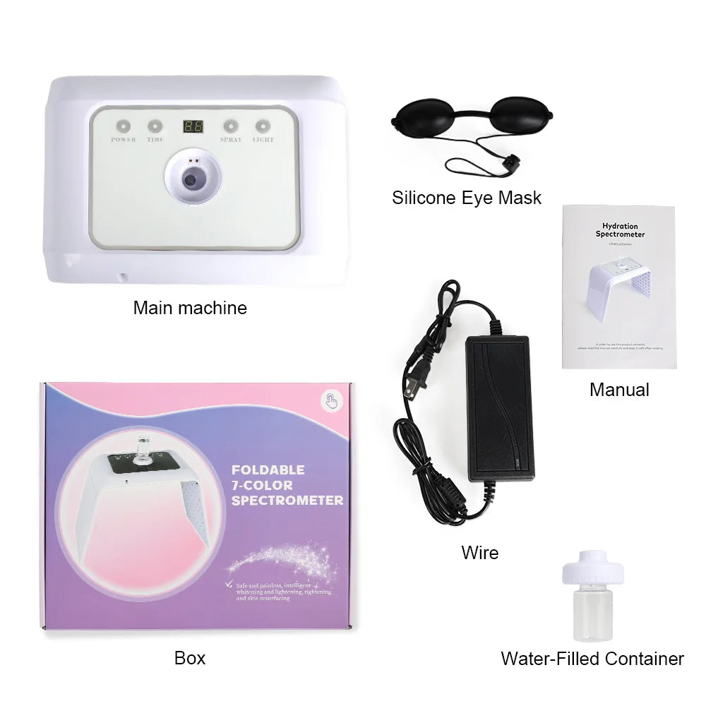 7 Color LED Photon Therapy Machine & Nano Mist Spray Facial LED Photon Beauty Device PLUSH