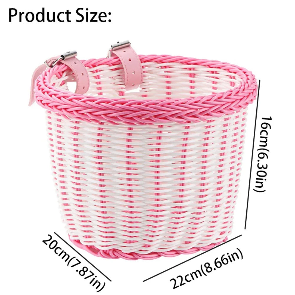 Waterproof Front Handlebar Bicycle Basket | Adjustable Straps Bicycle Handlebar Basket PLUSH White and pink
